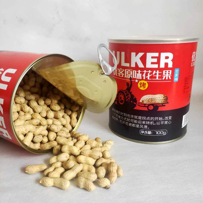优客原味烤花生果炒熟带壳双粒小粒 优客食品花生