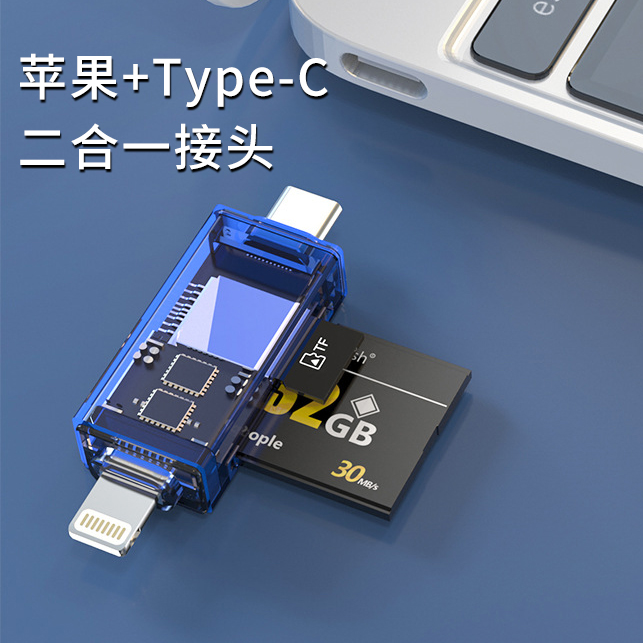 适用苹果iPhone手机typec读卡器MacBook笔记本电脑ipad平板USB3.0通用TF卡SD卡读取二合一高速相机内存卡otg - 图3