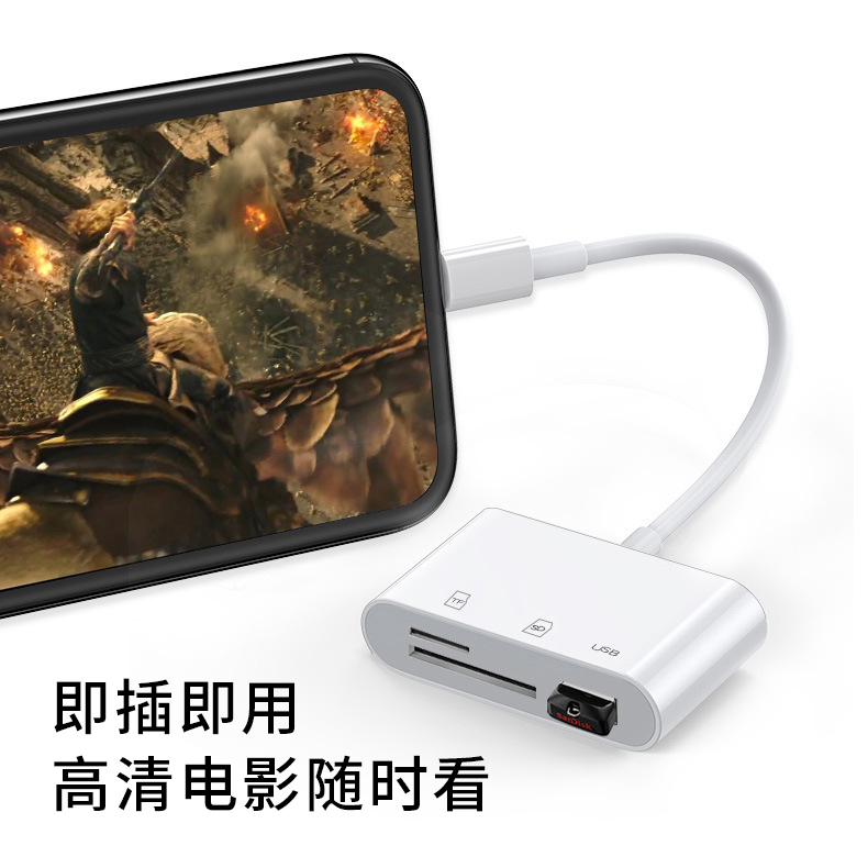 适用苹果三合一读卡器iPhone手机SD卡TF卡相机存储卡接口OTG转接头连接U盘多功能高速传输ipad平板电脑转换器 - 图2