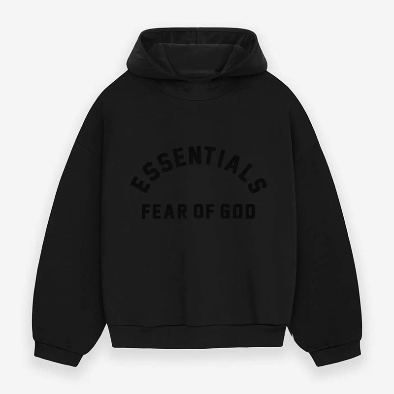 FOG原厂货Fear Of God Essentials 24SS弧形LOGO连帽卫衣拼色帽衫 - 图1