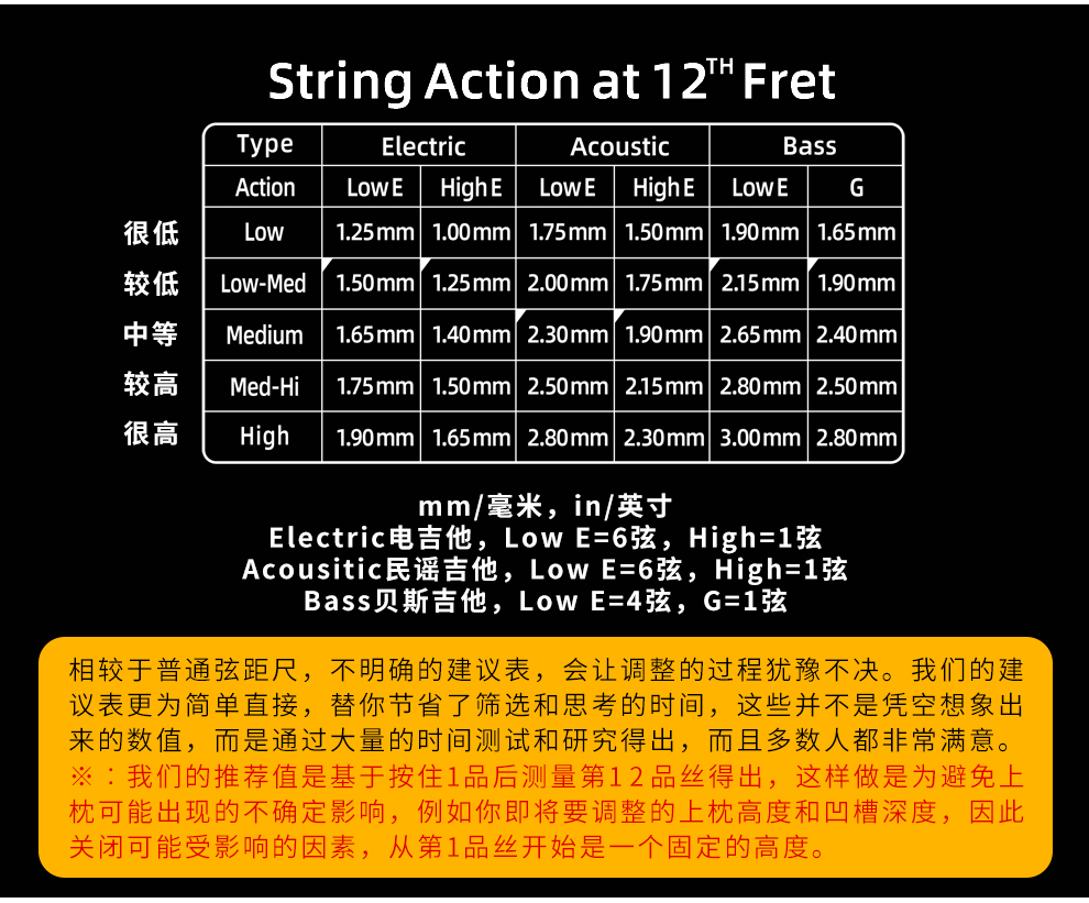 VORTEX吉他弦距测量尺贝斯古典电吉他调琴颈扳手弦高卡尺工具尺子 - 图1