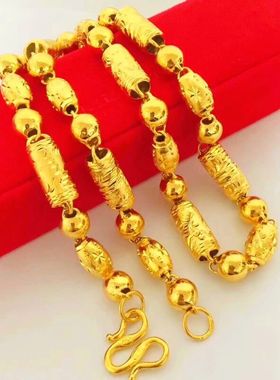 越南沙金项链男士竹节圆珠