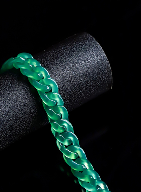 拍卖捡漏全新玉髓古巴链帝王绿手链嘻哈潮流风格跨境手串带证书