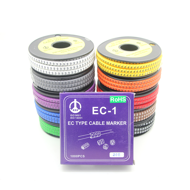 EC-2台湾KSS彩色配线标志 EC型号码管 彩色数字0-9 500pcs/卷 - 图1