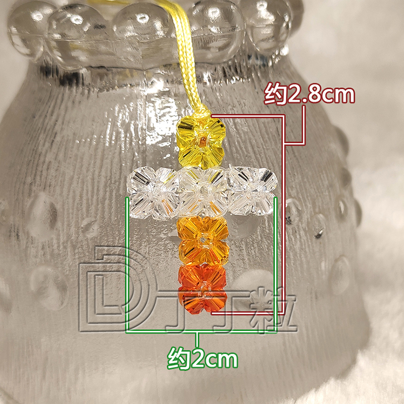 迷你水晶十字架手机绳纯手工编织压顶菱形珠串珠成品女款u盘挂件-图0