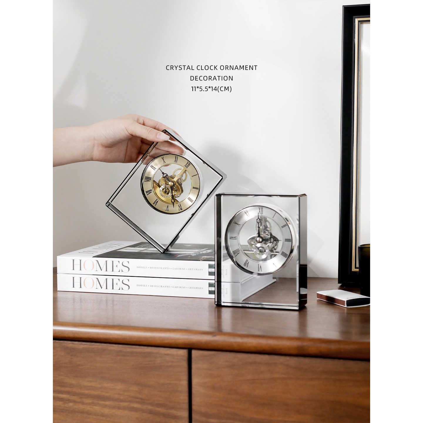 迷屿家居轻奢家用客厅卧室书房桌面时钟水晶时钟手工台钟座钟摆件,淘宝优惠券,粉丝福利购,淘宝优惠卷