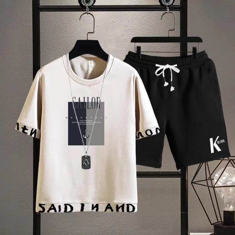 2026夏季新款男士短袖短裤帅气青年潮牌衣服两件装休闲运动套装男,淘宝优惠券,粉丝福利购,淘宝优惠卷