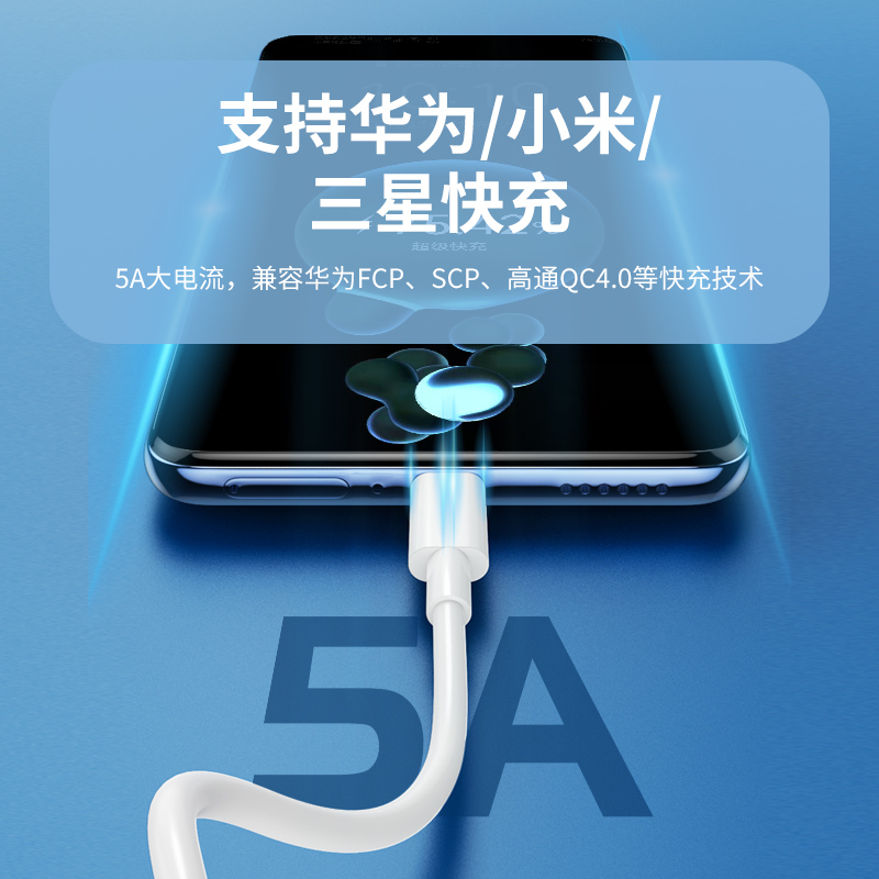 【双PD线】Type-c数据线typec5A快充适用华为p50小米vivo充电器线荣耀9nova7pro安卓mate40pro苹果平板双向线 - 图1