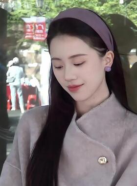 紫色宽边发箍女款2026新款高颅顶发卡高级感头箍日常外戴发带头饰