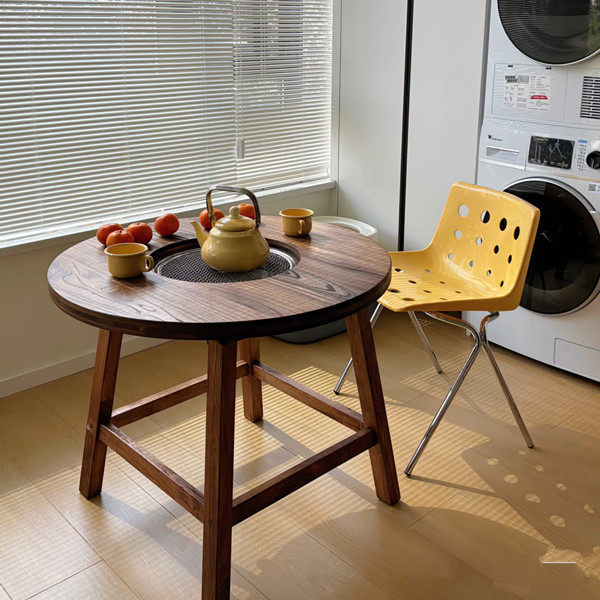 老榆木围炉茶桌煮茶桌实木禅意圆桌火锅桌阳台茶桌老榆木火锅桌子,淘宝优惠券,粉丝福利购,淘宝优惠卷