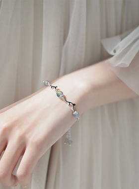 女日韩花枝月光石小众手链女