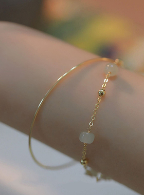 女925银和田玉双层手链女