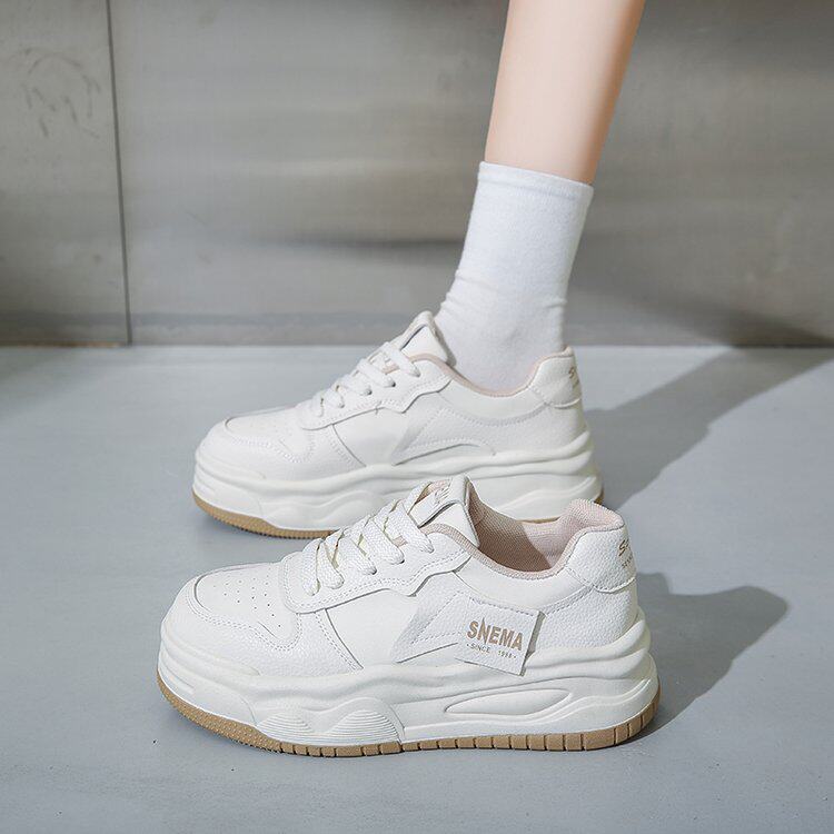 学生厚底板鞋女2025春秋季百搭黑色休闲运动鞋内增高老爹鞋小白鞋