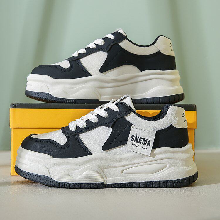 学生厚底板鞋女2025春秋季百搭黑色休闲运动鞋内增高老爹鞋小白鞋