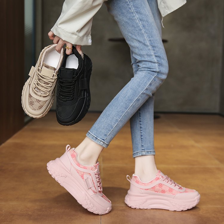 老爹鞋女夏季薄款轻便厚底网鞋女透气网面内增高运动鞋女2025新款