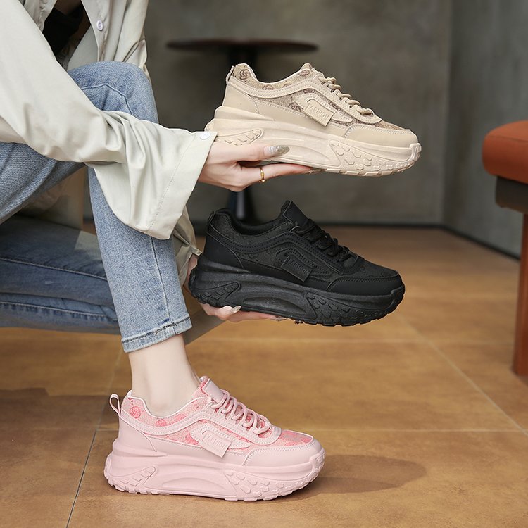 老爹鞋女夏季薄款轻便厚底网鞋女透气网面内增高运动鞋女2025新款