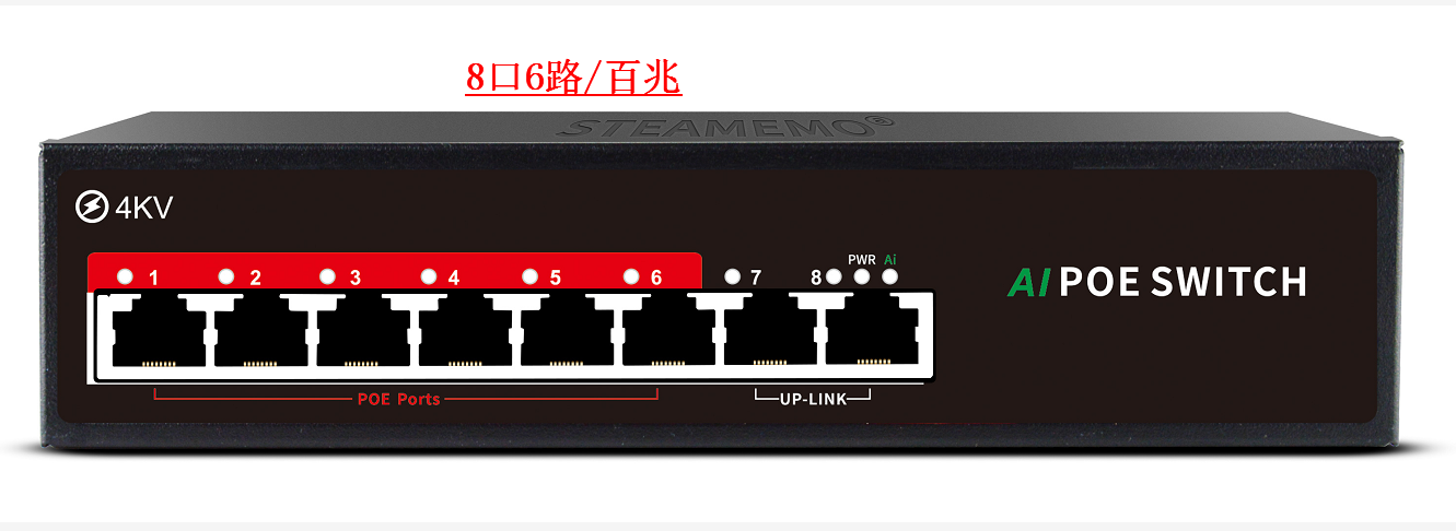 10口国标48V百兆千兆供电监控POE交换机网络小区家用智能免布线