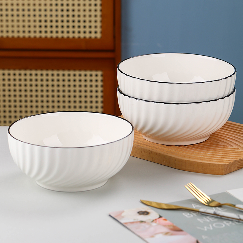 8英寸陶瓷日式风汤碗大号家用白色装汤盛汤大碗汤碗泡面碗 - 图1