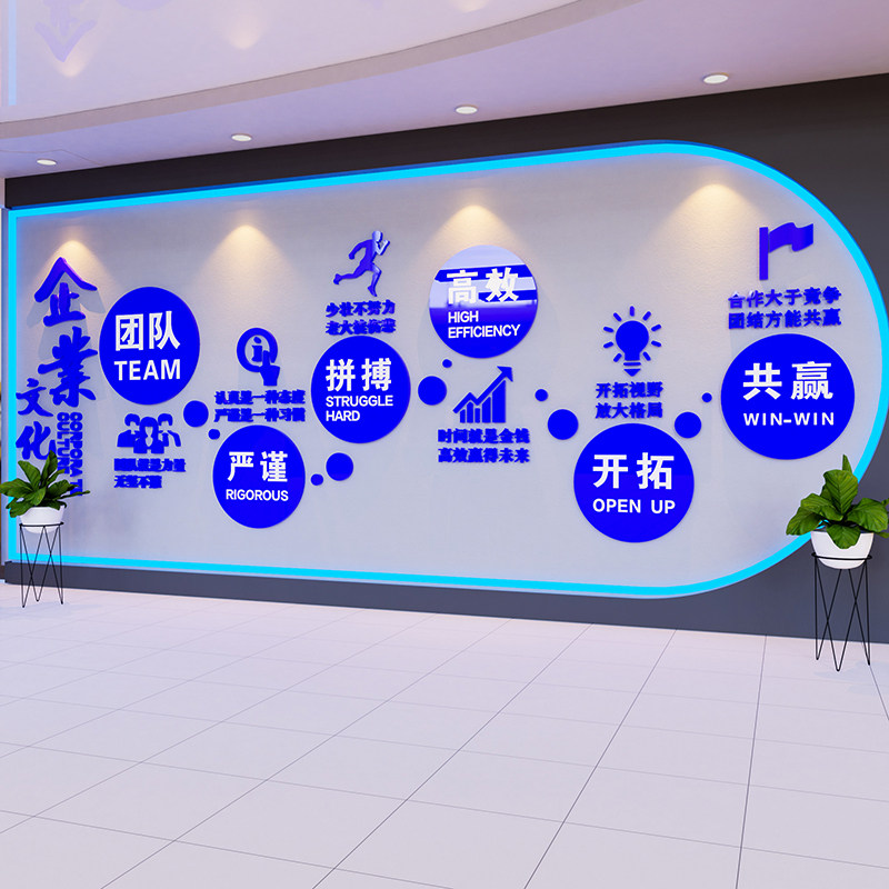 企业文化墙设计办公室团队激励标语墙贴G公司前台形象墙装饰3d立,淘宝优惠券,粉丝福利购,淘宝优惠卷