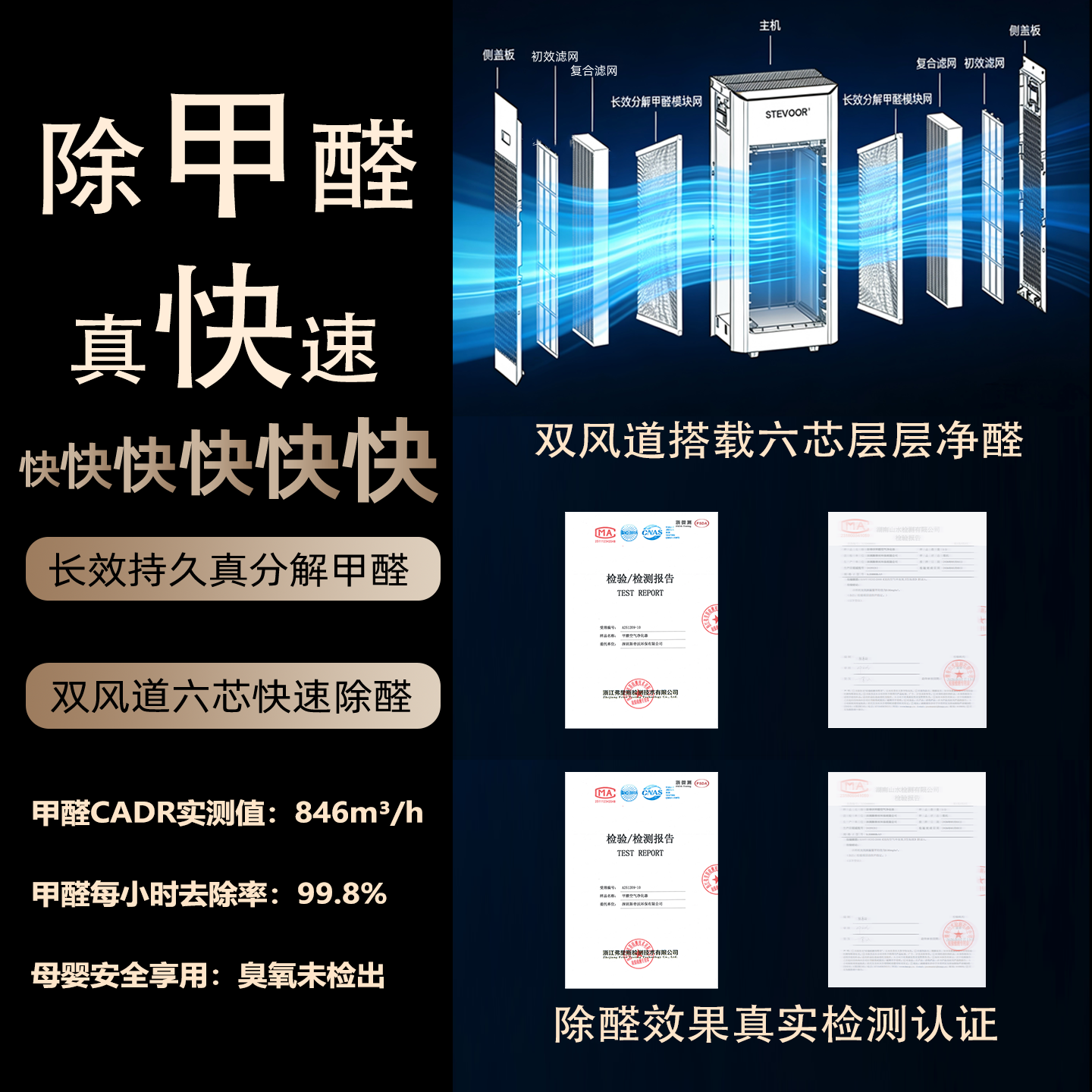 STEVOOR斯帝沃A9空气净化器新房急住母婴卧室装修分解除甲醛甲苯