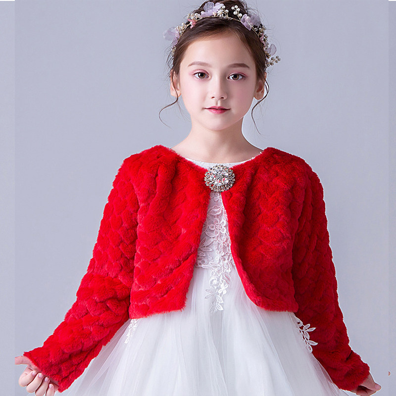 2020秋冬毛绒披肩女童小外套花童长袖儿童演出服主持礼服配坎肩白,淘宝优惠券,粉丝福利购,淘宝优惠卷