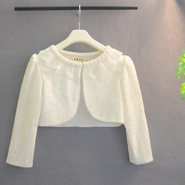 女童长袖短款披肩女孩子蕾丝花边礼服外搭坎肩公主白色披风小外套,淘宝优惠券,粉丝福利购,淘宝优惠卷