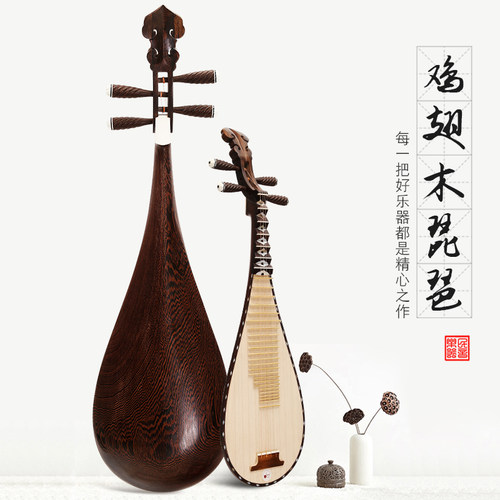 民音专业琵琶红木鸡翅木花梨木琵琶乐器初学入门教学成人琵笆乐器 - 图2