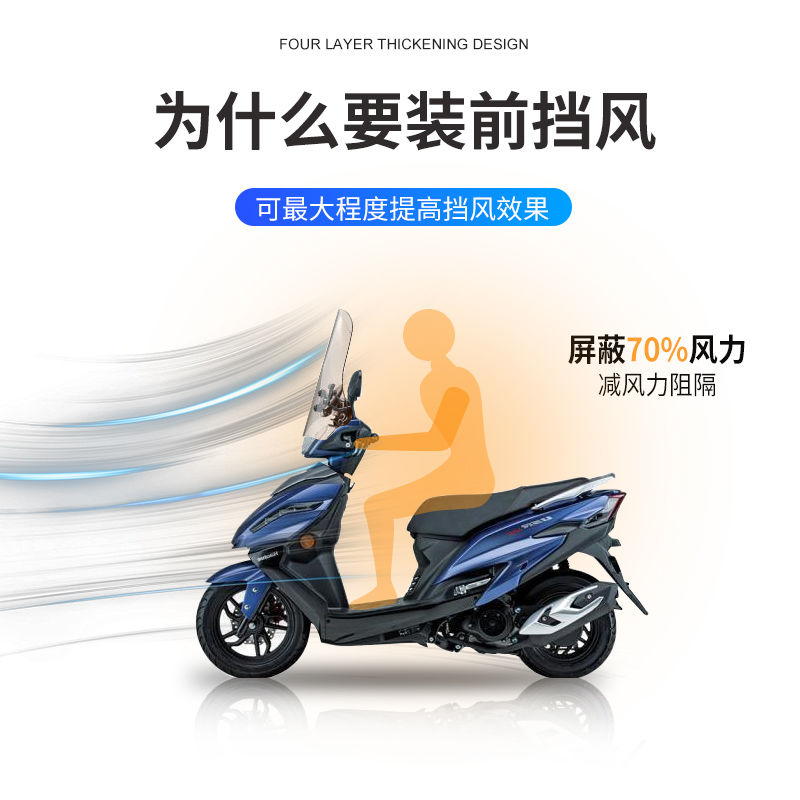 摩托车前挡风玻璃pc电动车挡风板风挡罩通用加厚镜晴雨挡雨板高清 - 图0