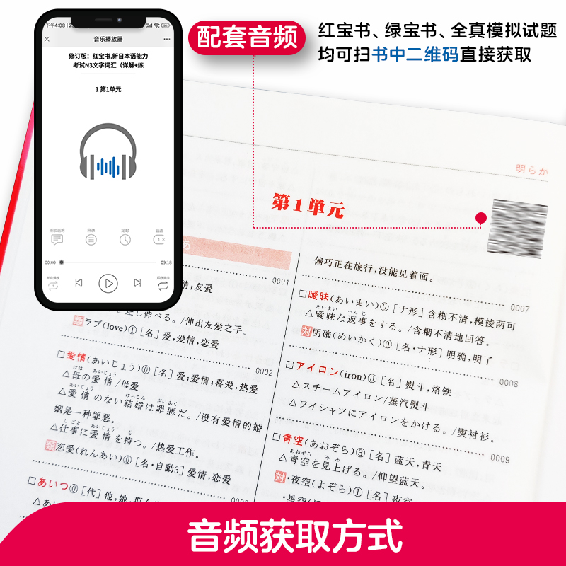 红宝书.新日本语能力考试【N3】文字词汇（详解+练习）日语能力考三级真题单词新标准日本语新编日语华东理工大学-图0
