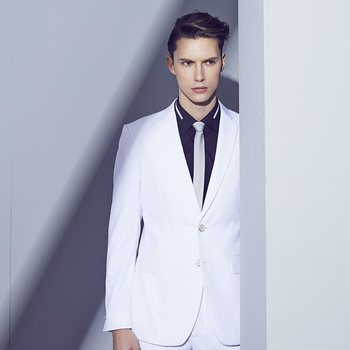 Fishton Men's Fashion Slim White suits Casual Suit ສິນຄ້າໃຫມ່ເປີດຕົວ 206X Single Top Groom ອັງກິດ