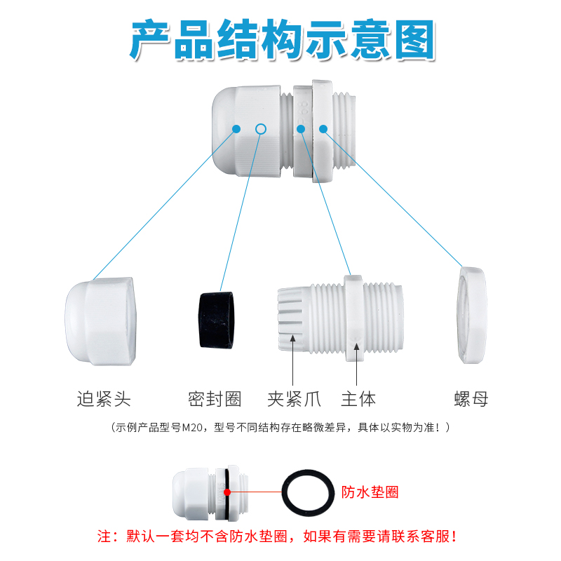 PG防水转接头塑料 PG9/PG7固定头电缆旋紧防水连接器防水盒接线头 - 图1