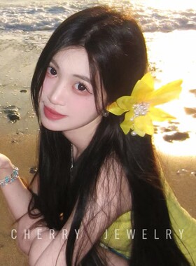 甜美古风黄色花朵珍珠边夹发饰
