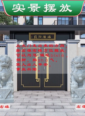 精雕汉白玉石狮子一对石雕摆件