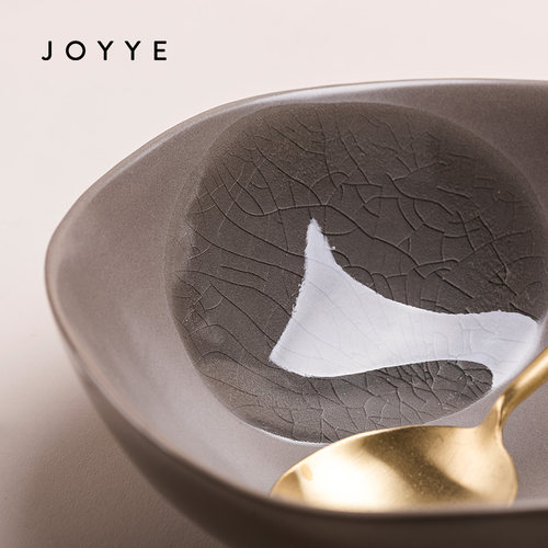 JOYYE卓艺陶瓷北欧风手捏创意饭碗大沙拉碗简约家用小吃碗泡面碗 - 图2