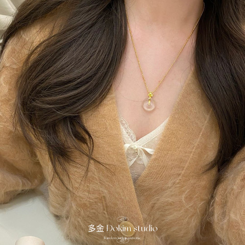 Romantic龙心同款水沫玉平安扣项链超显白富家千金贵气百搭锁骨链 - 图2