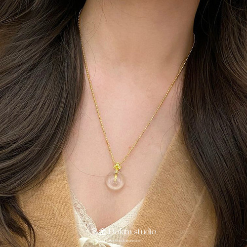 Romantic龙心同款水沫玉平安扣项链超显白富家千金贵气百搭锁骨链 - 图0