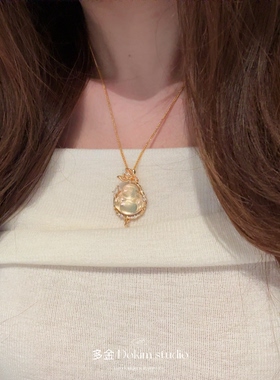 财大气粗暴富佛新中式超美仙气莲花佛公吊坠项链显白贵气仙女首饰