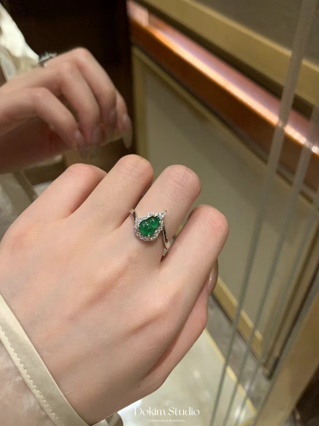 S925 sterling silver natural dangerous material A goods jade ring noble green gourd new Chinese style national style jewelry gift set