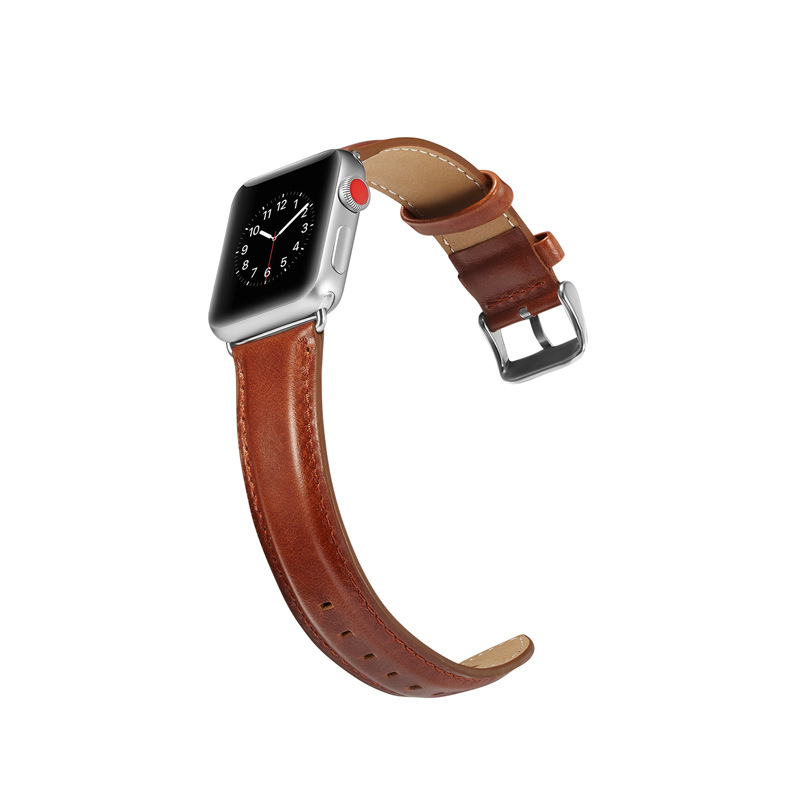 适用苹果Apple iwatch 38/40/42/44mm leather Watchband牛皮表带