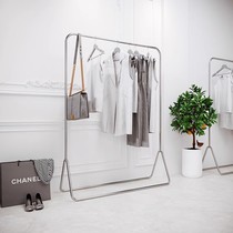 Clothing Store Show Rack Ground Type Stainless Steel Wire Drawing Hanghanger Childrens Clothing Store Middle Island Shelf Display Props