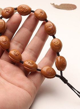 14mm小籽铁核橄榄雕刻富甲天下八宝龟壳金钱龟精品手工成品手把件