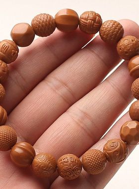 天然猴头桃核雕刻打磨趣味多宝手串鲨鱼背瓜珠老型文玩佛珠手持男