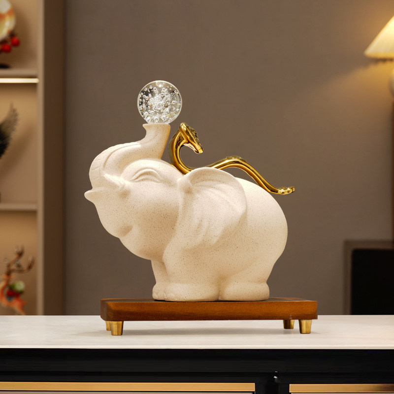 新中式招财如意大象摆件高档客厅玄关电视柜办公室乔迁新居装饰品,淘宝优惠券,粉丝福利购,淘宝优惠卷