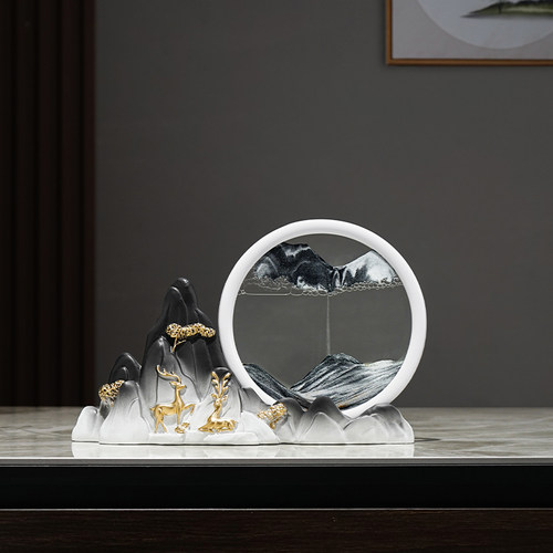 流沙画创意沙漏轻奢高档新中式摆件酒柜电视柜客厅办公桌装饰摆件 - 图2