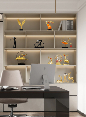 高端大气上档次办公室工艺品摆件书房博古架摆设客厅酒柜招财装饰