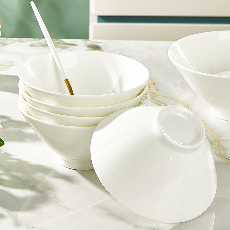 陶瓷斗笠大汤碗骨瓷拉面碗家用纯白瓷釉下彩餐具螺蛳粉水果沙拉碗,淘宝优惠券,粉丝福利购,淘宝优惠卷