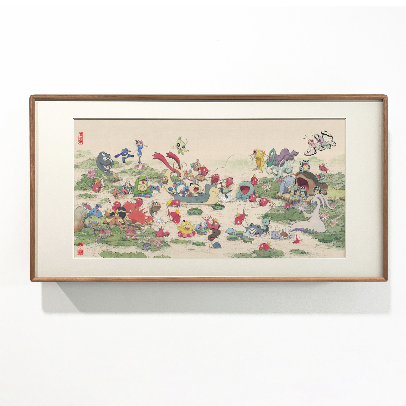《金色传说》中国风宝可梦睡莲国画创意沙发背景装饰画高清喷绘,淘宝优惠券,粉丝福利购,淘宝优惠卷