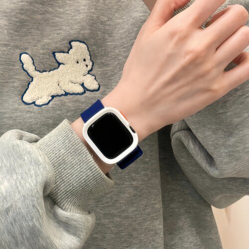 小众撞色运动硅胶表带适用applewatch11苹果手表S10/9创意保护壳 - 图0