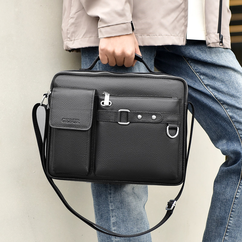 头层牛皮男包手提包商务单肩斜挎包横款男士包包真皮公文包斜跨包,淘宝优惠券,粉丝福利购,淘宝优惠卷