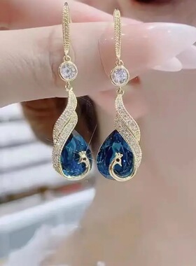 威德妮 孔雀凤凰耳环项链气质百搭耳钩小众设计感首饰套装女